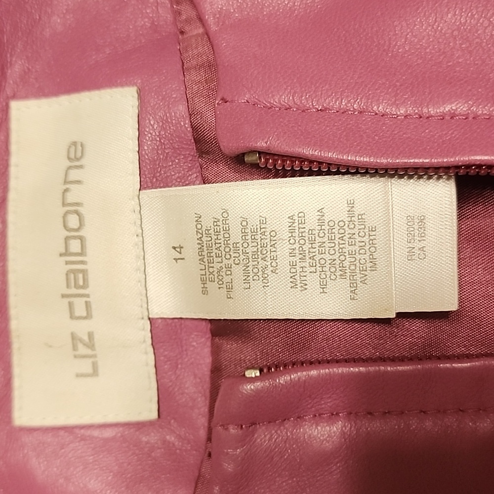 Liz Clairborne women's Lambskin leather jacket size 14 Lavender Designer Luxury - Picture 3 of 7